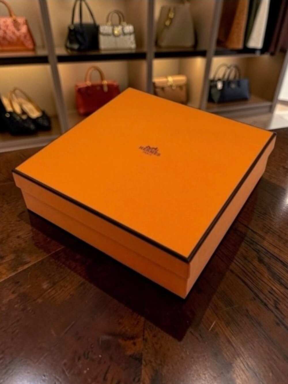 Hermès Orange Gift Box – 7.5” Square – Excellent, Like-New